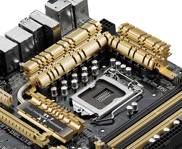 PR ASUS Z87 new color - CPU socket power delivery heatsinks and memory slots