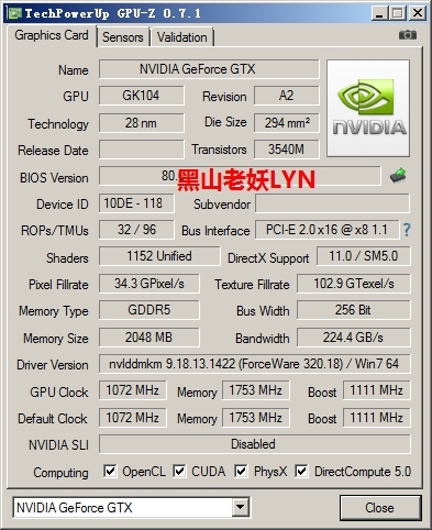 NVIDIA GeForce GTX 760 GPU-Z